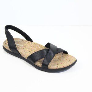 Merrell Women Sandals NEW sz 11 Black Leather Flat Shoe Napa Valley Sling
